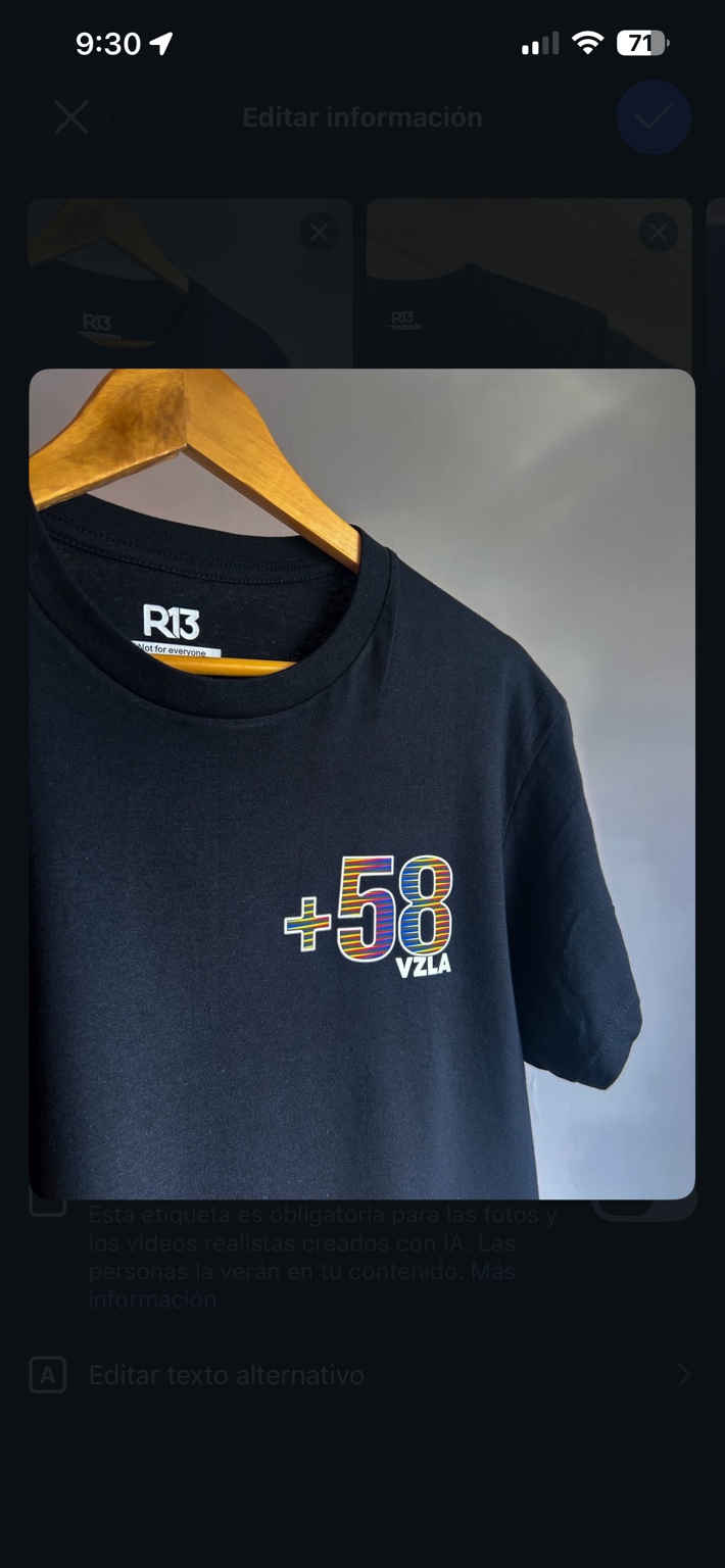 Camiseta +58 negro con diseño VZLA en el pecho